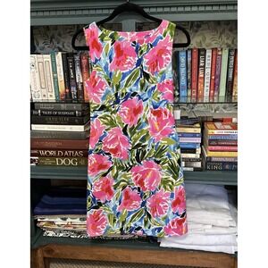 AGB Floral Sleeveless Sheath Dress Women Size 4 Colorful Career Summer Coastal